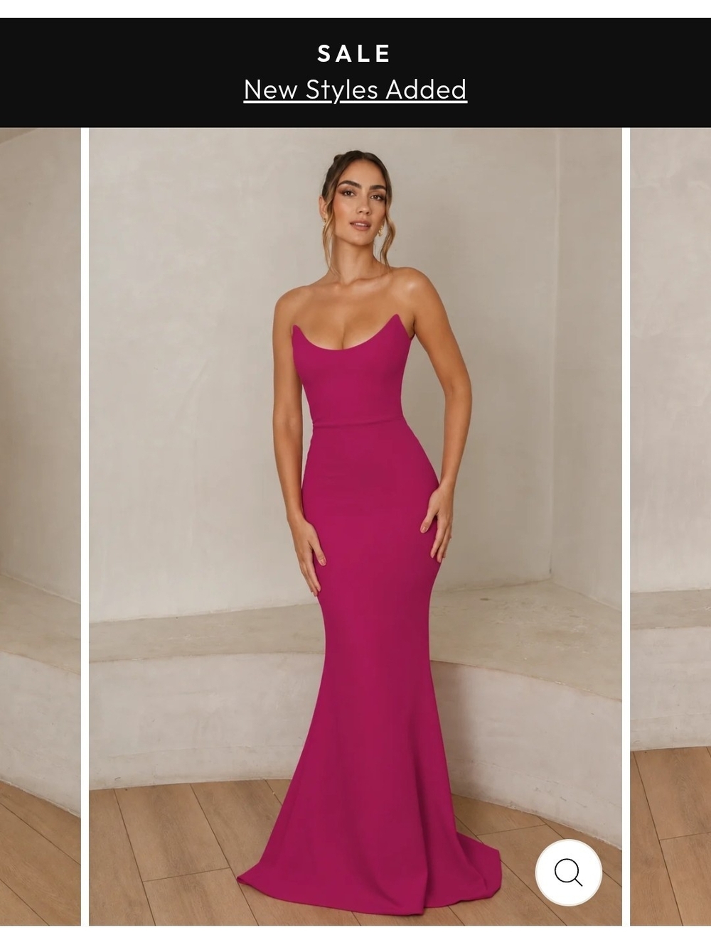 Fuchsia Strapless Mermaid Evening Gown